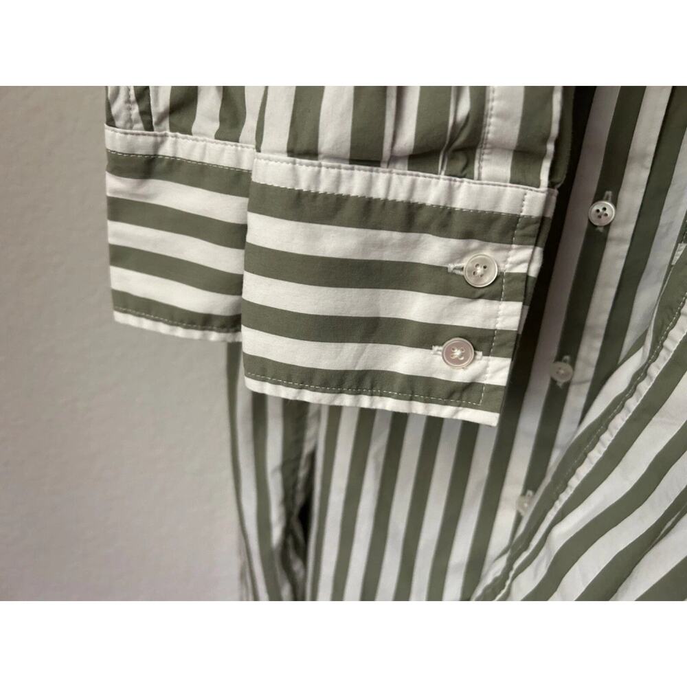 AYR The Deep End Button Down Long Sleeve Shirt - S - Green And White - Picture 6 of 6